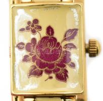 André Mouche svájci quartz ékszeróra, zománcozott díszítéssel, elemcserére szorul, oldalán kopásnyom...