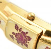 André Mouche svájci quartz ékszeróra, zománcozott díszítéssel, elemcserére szorul, oldalán kopásnyom...