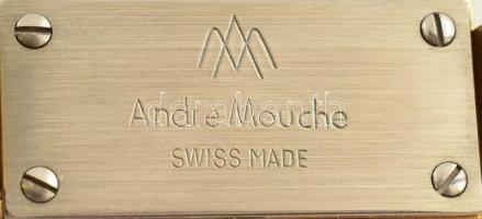 André Mouche svájci quartz ékszeróra, zománcozott díszítéssel, elemcserére szorul, oldalán kopásnyom...