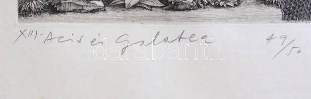 Rékassy Csaba (1937-1989): XIII., Acis és Galatea (Ovidius: Átváltozások című művéhez). Rézmetszet, ...