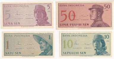 Indonézia 1964. 1S-50S (4xklf) T:I Indonesia 1964. 1 Sen - 50 Sen (4xdiff) C:UNC