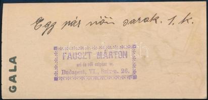 cca 1920 Gala gumisarok számolócédula, rajta Fauszt Márton uri és női cipész bélyegzőjével a hátolda...
