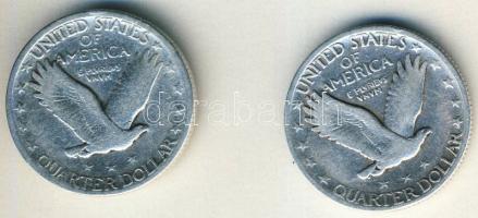 USA 1929-30. 1/4$ Ag "Liberty" (2x) T:3