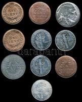 USA 1929-30. 1c "Indián" (2x), 1c "Lincoln" (2x), 5c "Liberty" (1x), 5...