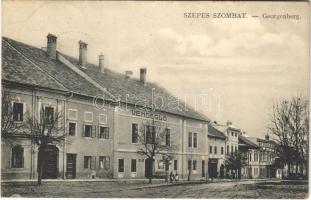 1925 Szepesszombat, Georgenberg, Spisská Sobota; utca, vendéglő / street, restaurant (ázott sarok / wet corner)