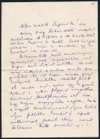 dr. Komlós Ottó siófoki rabbi saját kézzel írt levele Heller Bernátnak melyben egy mágocsi tanítónő ügyében jár közben. 3 beírt oldal, borítékkal.