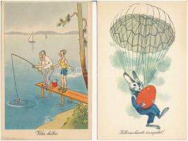 26 db MODERN magyar grafikai üdvözlő motívum képeslap / 26 modern Hungarian graphic greeting motive ...