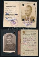 1925, 1950 Fényképes személyazonossági igazolvány és M. Kir. Államvasutak félárú jegy váltására jogosító arcképes igazolványa