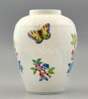 Herendi Viktória mintás porcelán váza, kézzel festett, jelzett, kis kopásnyomokkal, m: 14 cm