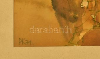 Plesnivy Károly (1930-1984): Barna fák. Akvarell, ceruza, papír, jelzett. Hátoldalán Képcsarnok Váll...