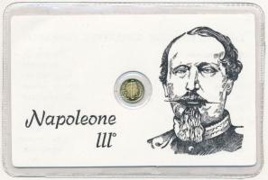 DN III. Napóleon jelzetlen modern mini Au pénz, lezárt, eredeti műanyag tokban (0.333/10mm) T:1 patina ND Napoleon III modern mini Au coin without hallmark, in sealed plastic case (0.333/10mm) C:UNC patina