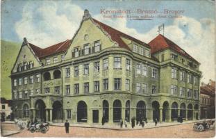 1911 Brassó, Kronstadt, Brasov; Hotel Krone / Korona szálloda és kávéház, automobilos montázs. Fot. Lang / hotel and café, montage with automobile