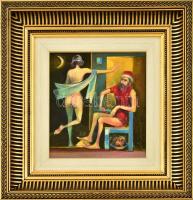 Strissowszky Szilárd (1948-): Salome. Olaj, farost, jelzett. Dekoratív fa keretben, 19,5×17,5 cm