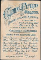 cca 1900 Malaga, Clements Petersen Bankers and General Merchants. Exports of dried and green fruit, ...