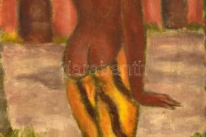 Szantrucsek (Santrucek) Jenő (1903-1965):.Afrikai lány. Olaj, vászon. Jelzett. Dekoratív fa keretben...