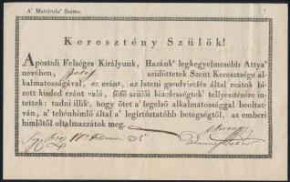 1839 Kisded himlő elleni oltására vonatkozó felszólítás és igazolás, kétoldalas kitöltött irat Boos-ból (Fertőboz), Sopron vármegyéből, szép állapotban