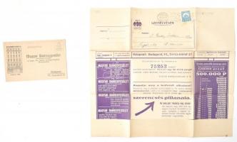 1929 A Magyar Bankegyesület osztálysorsjátéki küldeménye válasz-levelezőlappal, szép állapotban