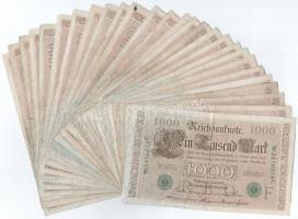 Német Birodalom 1910. 1000M (31x) piros pecsét, hétjegyű sorszámmal + 1000M (27x) zöld pecsét, hétje...