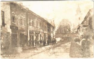 Liptószentmiklós, Liptovsky Mikulás; Masarykova ulica / utca, Istvánffy, Friess, C. Donáth üzlete / street view, shops (felületi sérülés / surface damage)