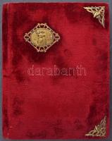 Szecessziós bársony képeslapalbum 192 férőhellyel, szép állapotban / Art Nouveau velvet postcard alb...