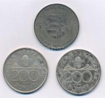 1947. 5Ft Ag "Kossuth" + 1992-1993. 200Ft Ag (2xklf) T:2 patina