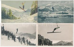7 db főleg RÉGI téli sport motívum képeslap: síugrás / 7 mostly pre-1945 winter sport motive postcards: ski jump