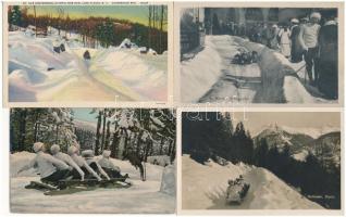 7 db RÉGI téli sport motívum képeslap: bobszán / 7 mostly pre-1945 winter sport motive postcards: bobsledding, bobsleigh