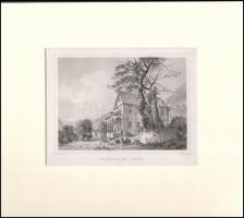 Ludwig Rohbock (1820-1883)-Georg Michael Kurz: Kapelle bei Trons (Bundten), acélmetszet, papír, paszpartuban, 12x17 cm/ Ludwig Rohbock (1820-1883)-Georg Michael Kurz: Kapelle bei Trons (Bundten), steel engraving on paper, in passepartout, 12x17 cm