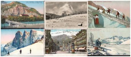 10 db RÉGI téli sport motívum képeslap: helyszínek / 10 mostly pre-1945 winter sport motive postcards: resorts, places