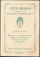 1935 Tóth Mária budafoki virágszalonjának reklámkartonja, hátoldalon eladási jegyzékkel, pecsételve, aláírva