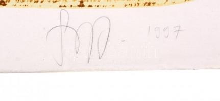 Szurcsik József (1959-): Csapda II, 1997. Litográfia, papír. Jelzett. Számozott: 14/15. Hátoldalán a...