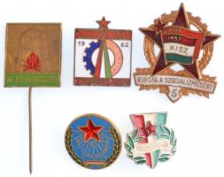 5xklf szocialista jelvénytétel, közte "Ifjú Határőr", "BM Törzsgárda", "Ifjúság a szocializmusért" T:1-2