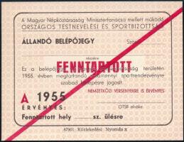 1955 Kitöltetlen állandó belépőjegy az ország területén megtartandó összes sporteseményre