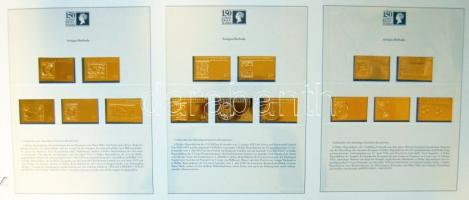 Antigua és Barbuda 1990. "150 éves a bélyeg" 15db bélyeg formájú aranylemez, 15x 0,4g (6g)