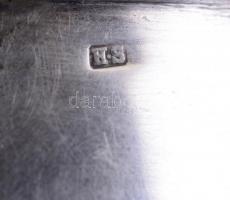 Art deco ezüst (Ag) szószos kínáló alátéttel, csont berakással. XX. sz. eleje. Jelzett, HS mesterjeg...