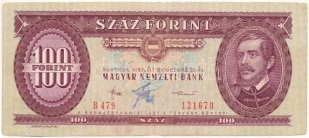 1980. 100Ft, Fekete János, a Magyar Nemzeti Bank elnökhelyettesének saját kezű aláírásával T:III