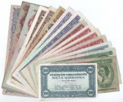 16db-os pengő-forint bankjegy tétel, közte 1949. 100Ft, 1990. 500Ft valamint Vásárlási Visszatérítés 100K-ról T:III,III-
