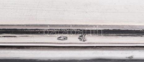 Esküvői ezüst (Ag) szelence a Podmaniczky család címerével és grófi koronával. XX. sz. eleje. Fa bet...