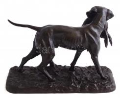 Vadászkutya, öntöttvas figura, jelzés nélkül, 20×26 cm