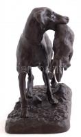 Vadászkutya, öntöttvas figura, jelzés nélkül, 20×26 cm