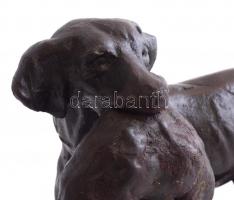 Vadászkutya, öntöttvas figura, jelzés nélkül, 20×26 cm