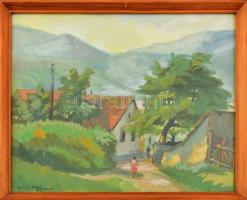 Szilágyi Ilona (1904-1985): Nagymaros. Akvarell, papír, jelzett, üvegezett fa keretben, 30x35,5 cm
