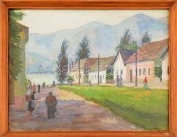 Szilágyi Ilona (1904-1985): Nagymaros. Akvarell, papír, jelzett, üvegezett fa keretben, 30x35,5 cm