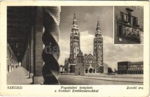 1938 Szeged, Fogadalmi templom a Nemzeti Emlékcsarnokkal, zenélő óra (EK)