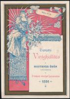 1891 Tavaszi Virágkiállítás - Mauthner Ödön gyűjteménye a budapesti városligeti iparcsarnokba, szórólap, 21×15,5 cm