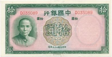 Kína 1937. 10Y T:I,I-  China 1937. 10 Yuan C:UNC,AU