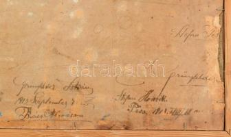 Stefán Henrik (1896-1971): Vadászat, 1910. Olaj, vászon, kartonon. Jelzett. Hátoldalán korabeli feli...