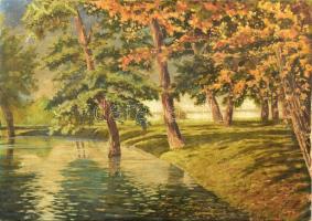 LA 1916 jelzéssel: Vízparti fák. Olaj, vászon. 54,5×78 cm