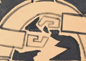 Bortnyik jelzéssel: Labdajátékosok. Akvarell, karton. 29x43 cm