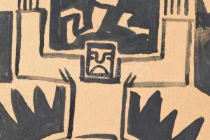 Bortnyik jelzéssel: Labdajátékosok. Akvarell, karton. 29x43 cm